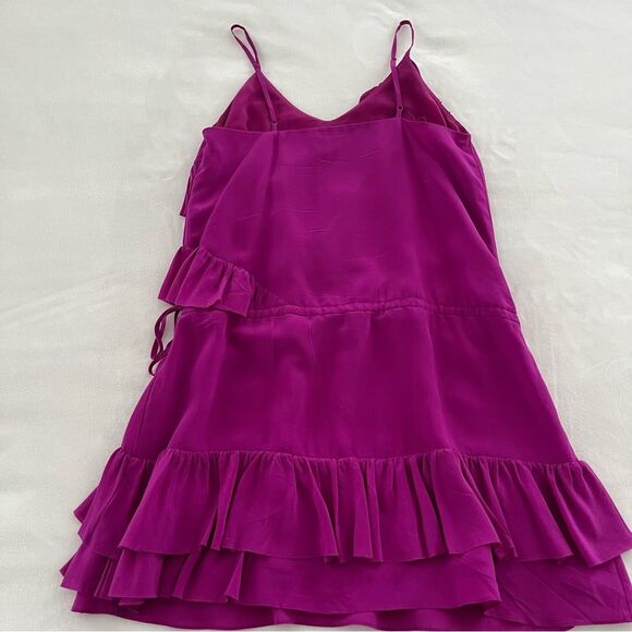 Banana Republic Petite Fuchsia Silk Ruffle Mini Dress, Size XS Petite - Picture 11 of 11